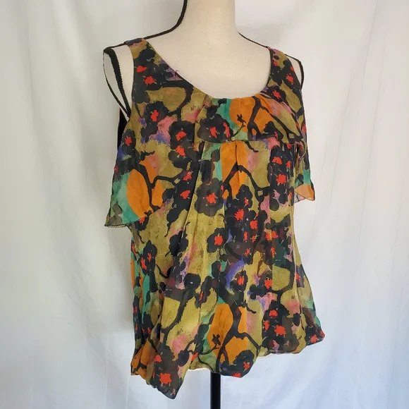 Diane Von Furstenberg Silk Patterned Sleeveless Blouse Top - Picture 2 of 5